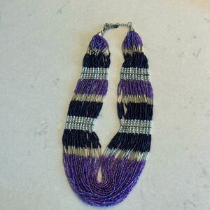 13” Purple Beaded Statement Necklace